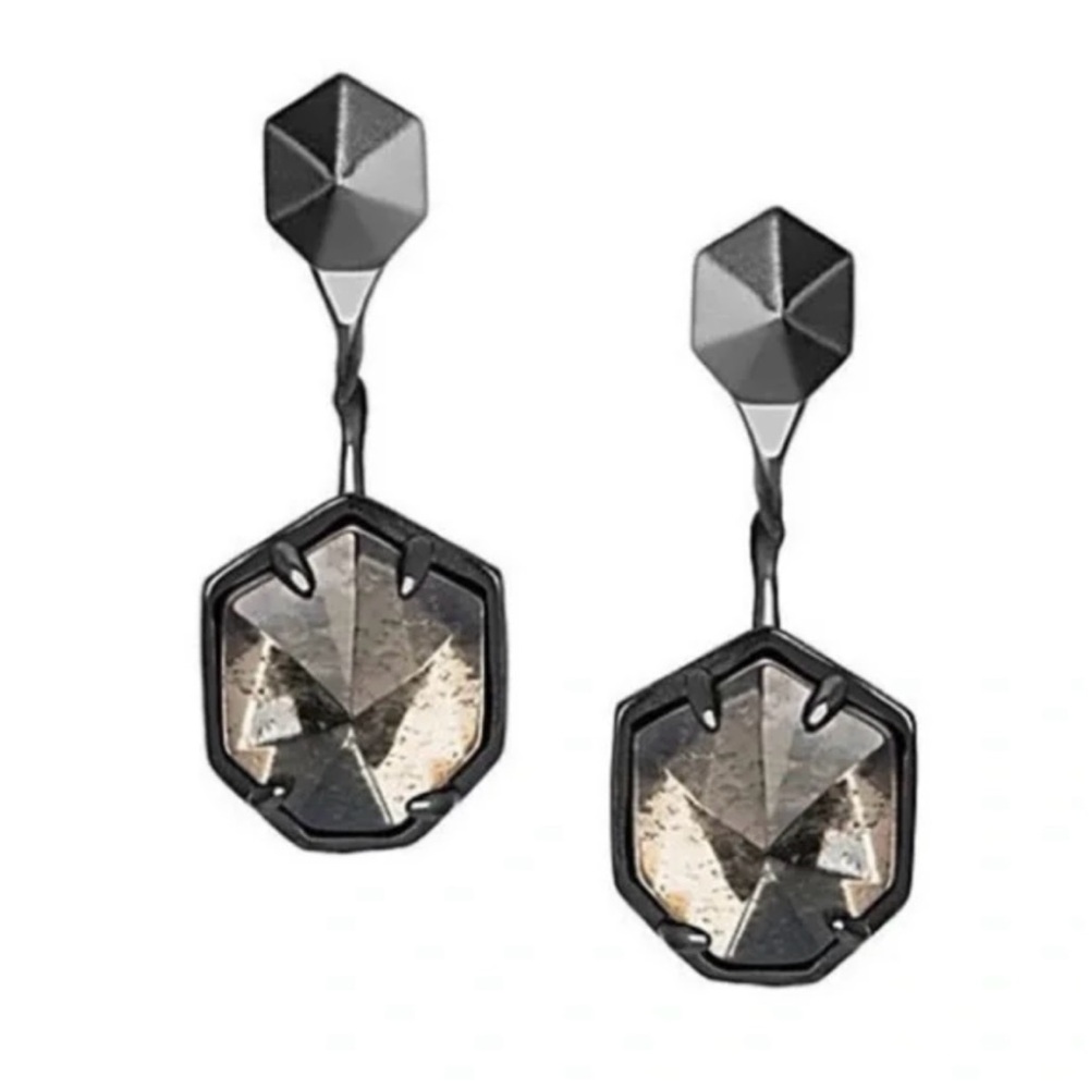 Kendra Scott; Jordy Earrings with Jacket Earrings, Mirror Rock, Gun Metal